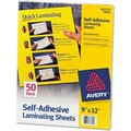 Avery Dennison Avery® Clear Self-Adhesive Laminating Sheets, 3 mil, 9 x 12, 50/Box 73601